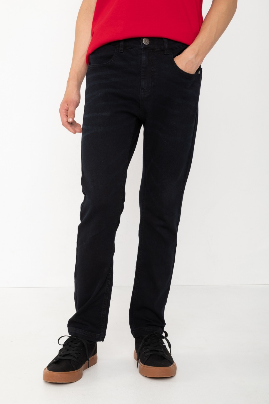 Czarne proste jeansy - 43281