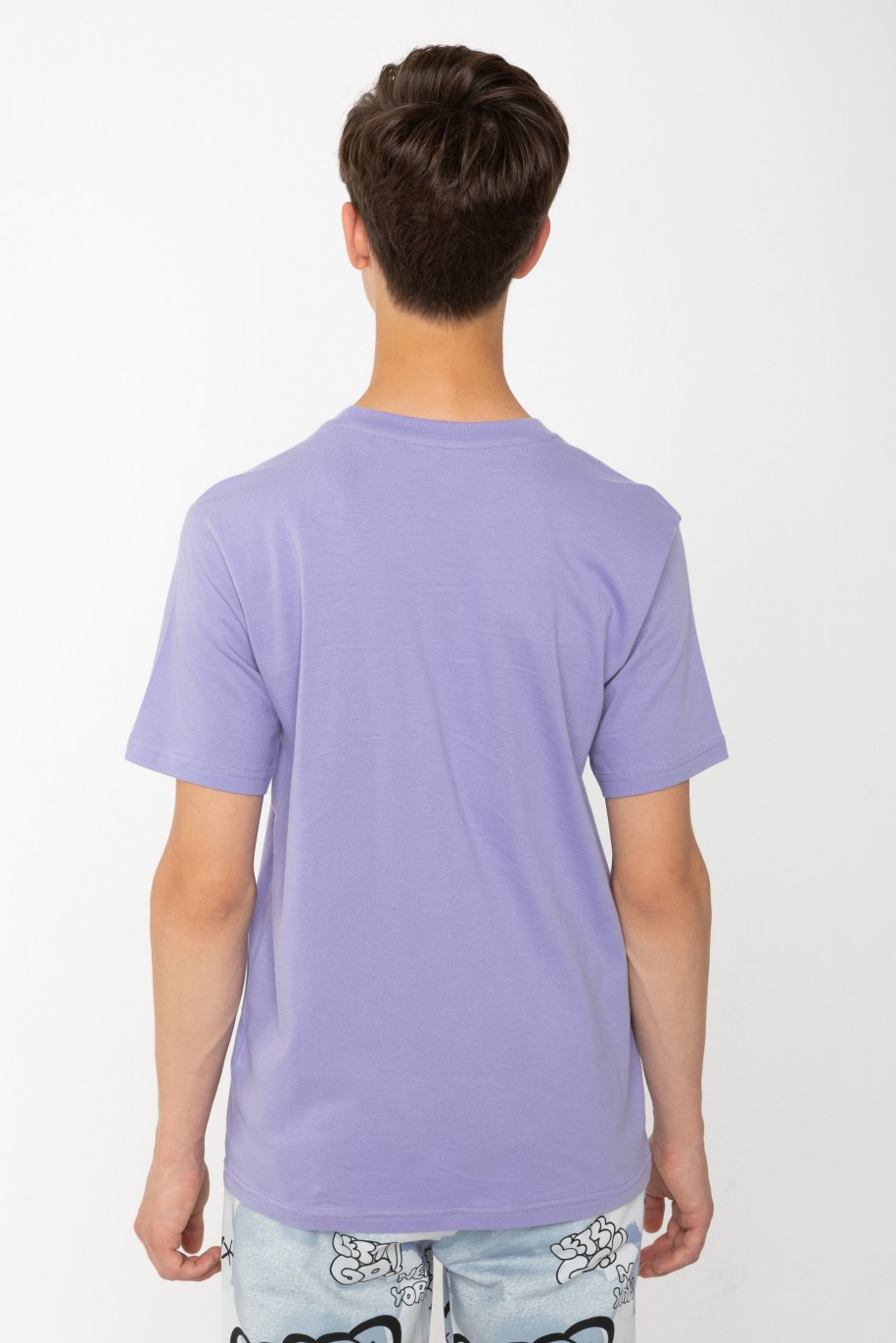 Fioletowy T-shirt z nadrukami - 43309