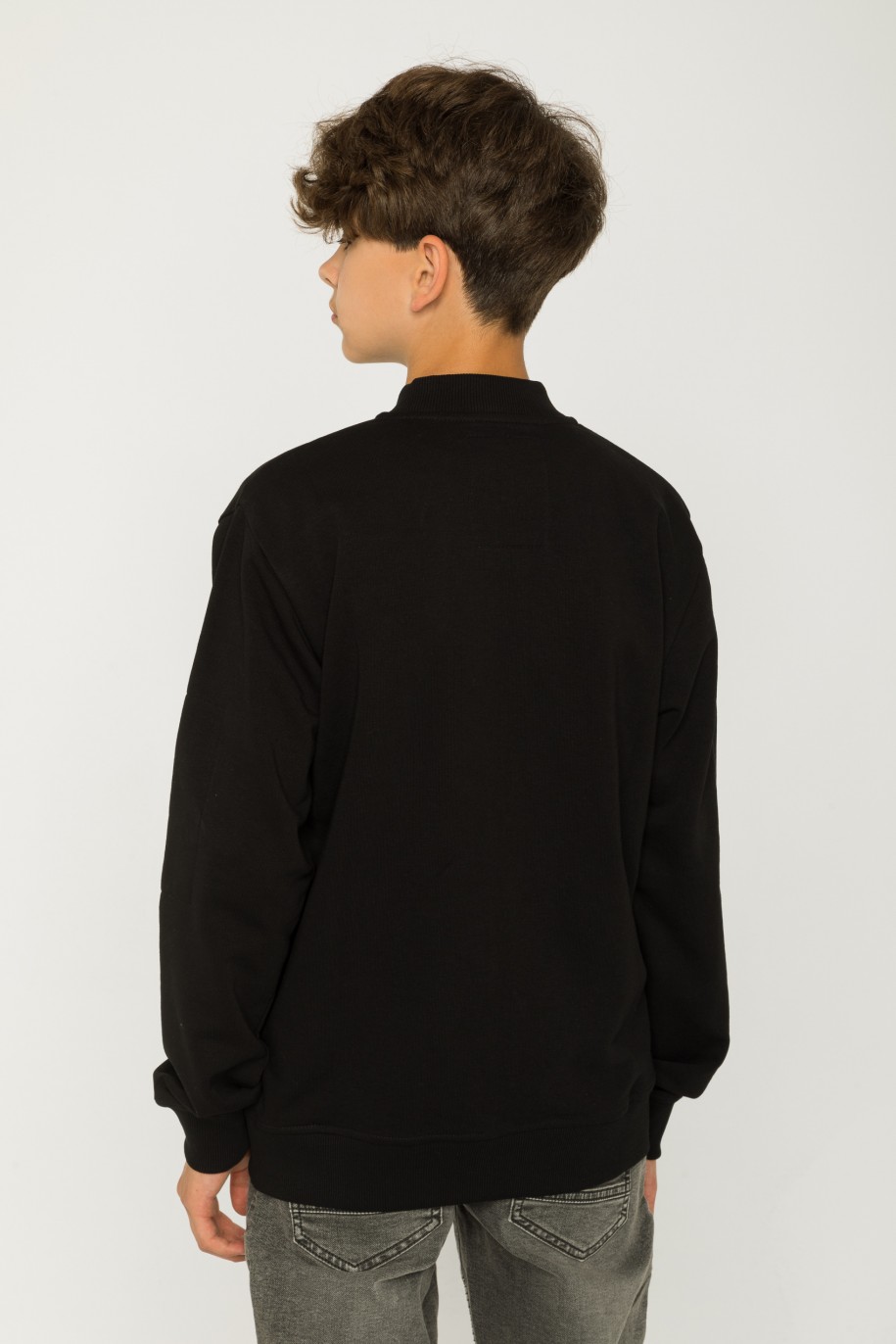 Czarna rozpinana bluza dresowa z nadrukami - 43327