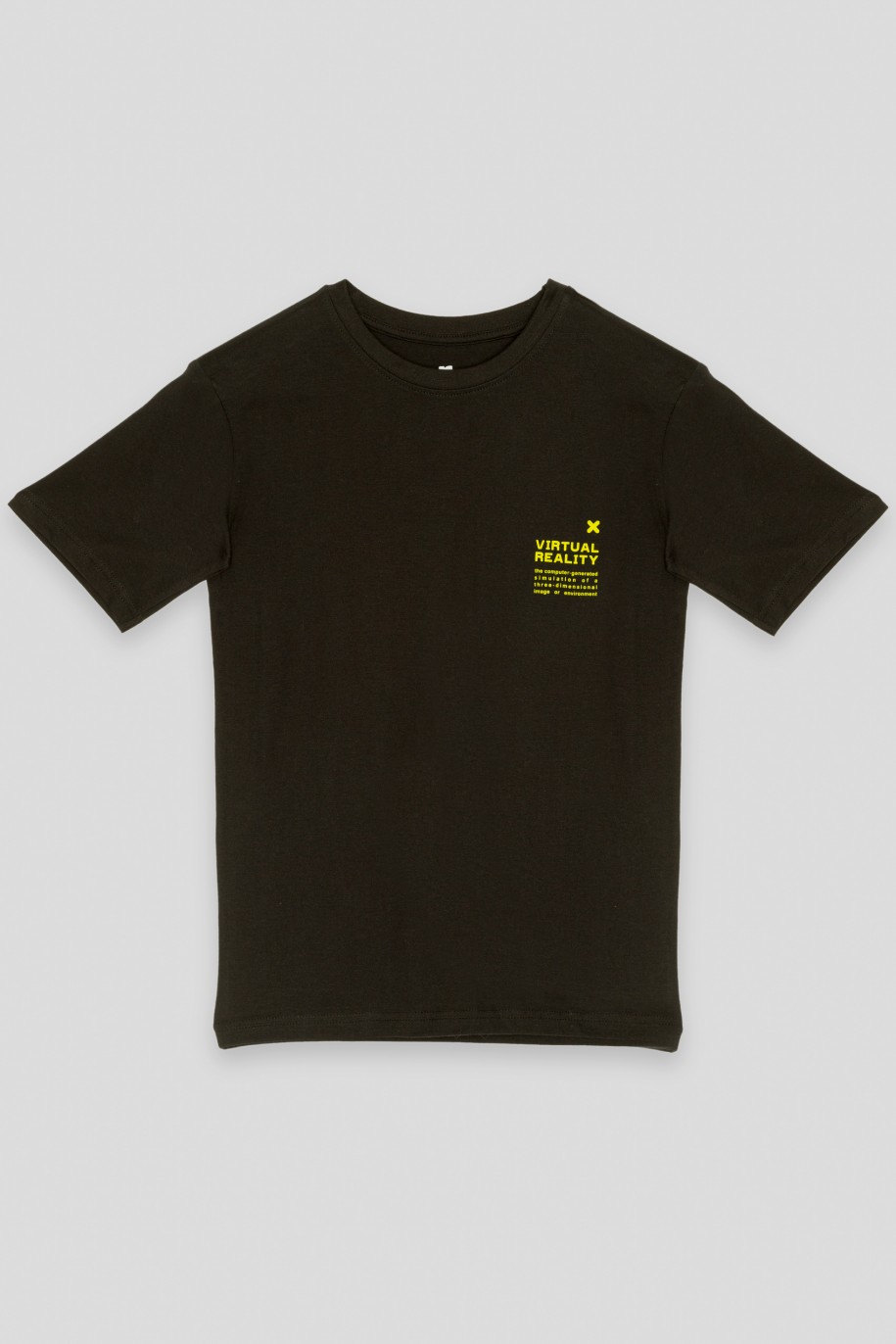 Czarny T-shirt z nadrukami - 43337