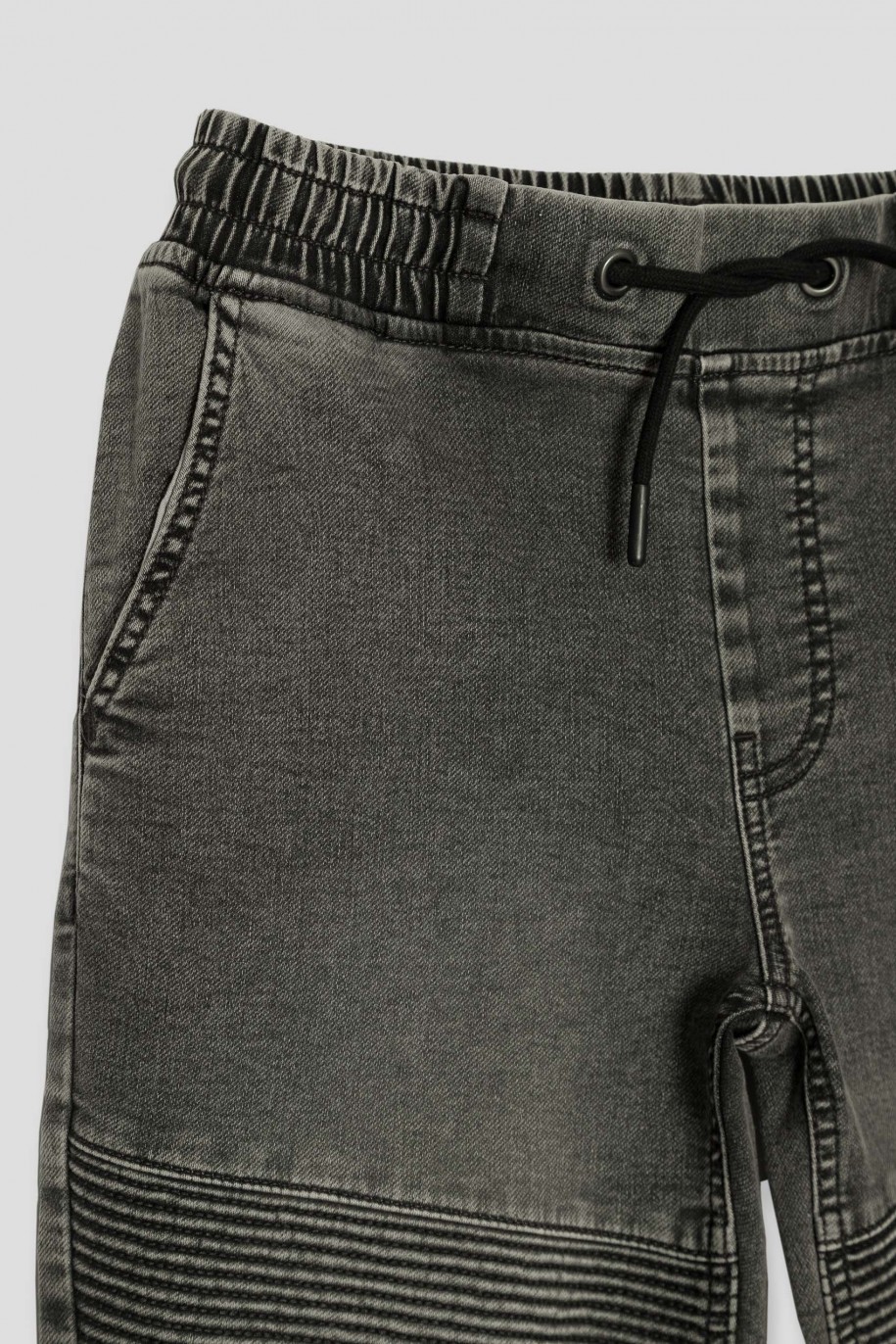 Szare jeansowe spodnie JOGGER z przeszyciami - 43400
