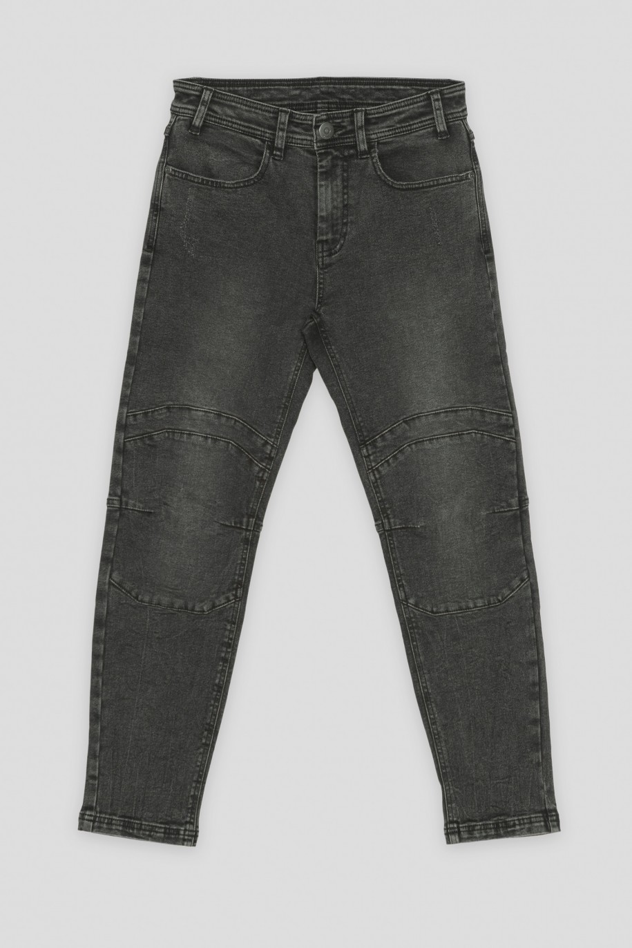 Szare proste jeansy z przeszyciami - 43510