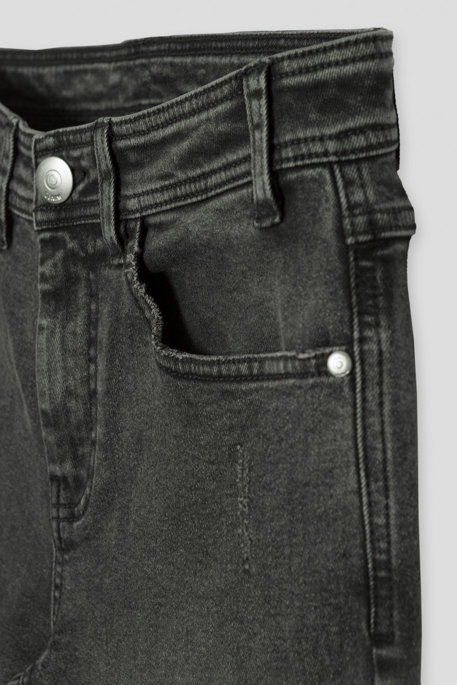 Szare proste jeansy z przeszyciami - 43511