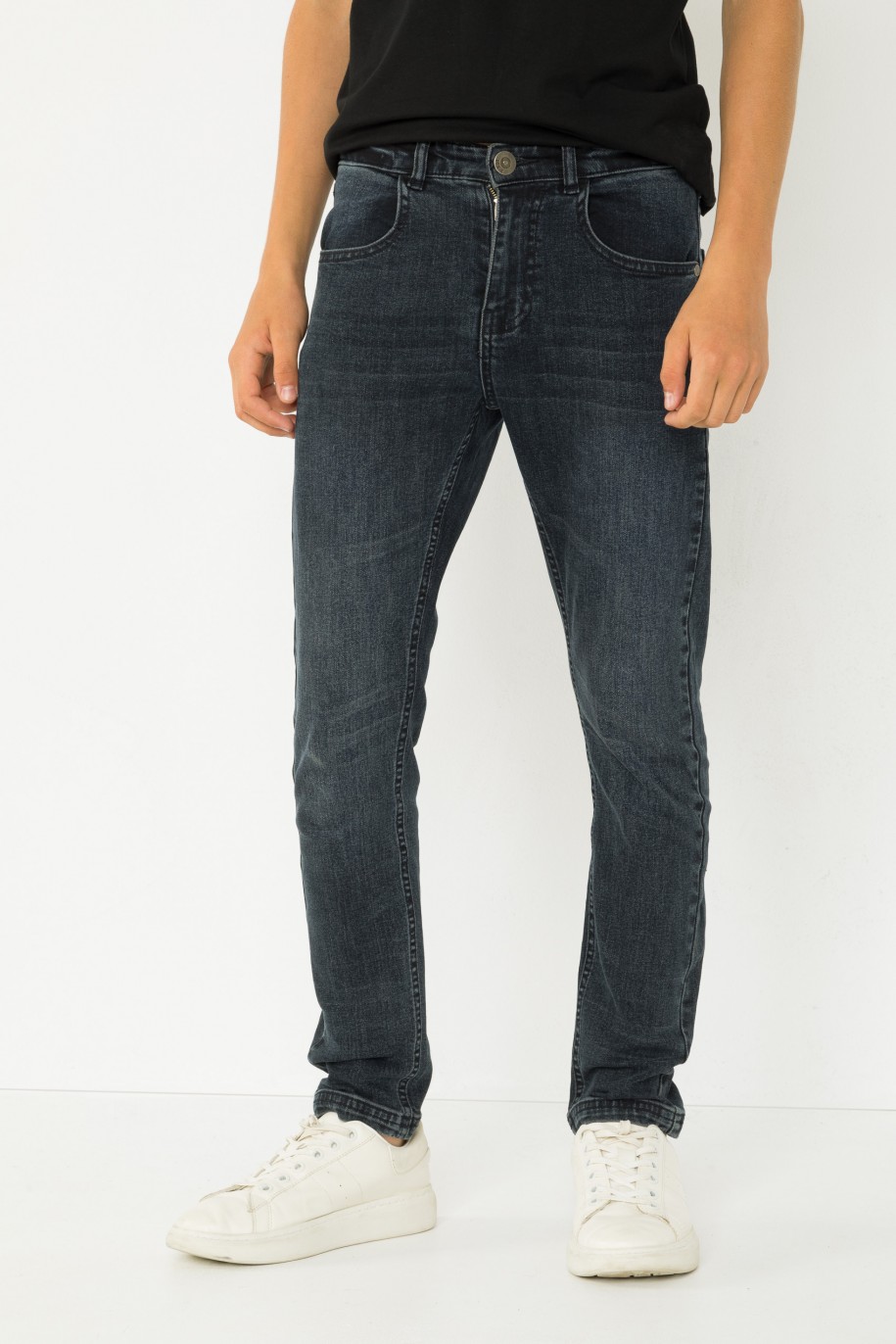 Granatowe klasyczne jeansy SLIM - 43775