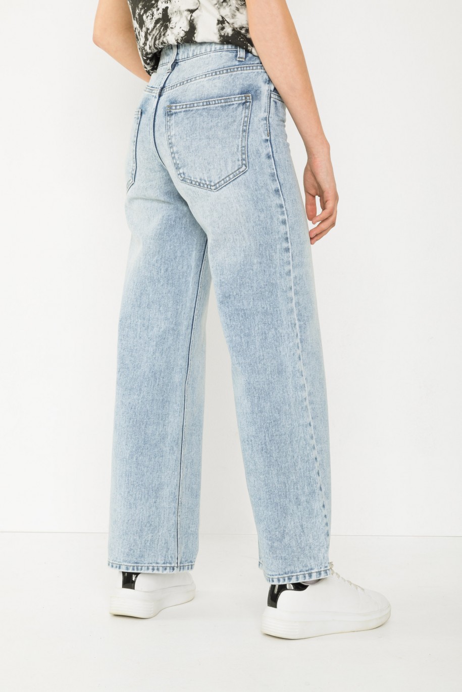 Niebieskie jeansowe spodnie typu WIDE LEG - 43784