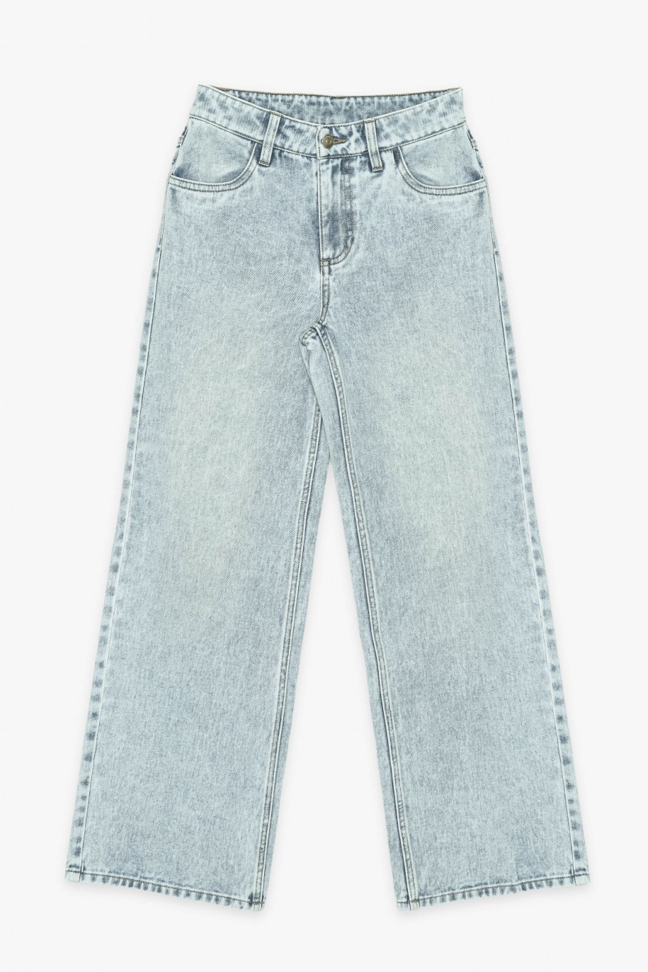 Niebieskie jeansowe spodnie typu WIDE LEG - 43787