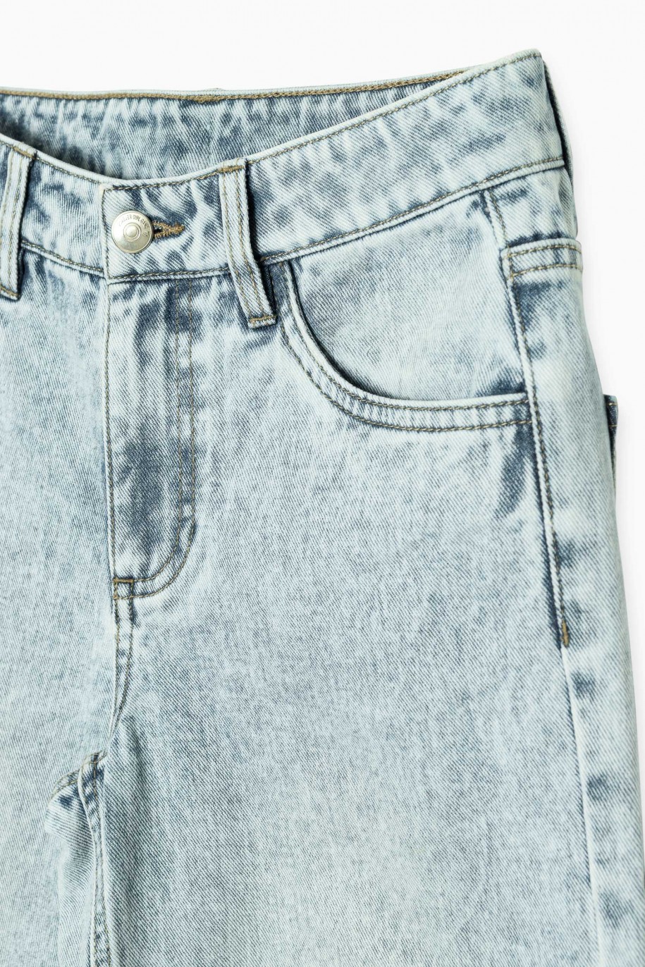 Niebieskie jeansowe spodnie typu WIDE LEG - 43788