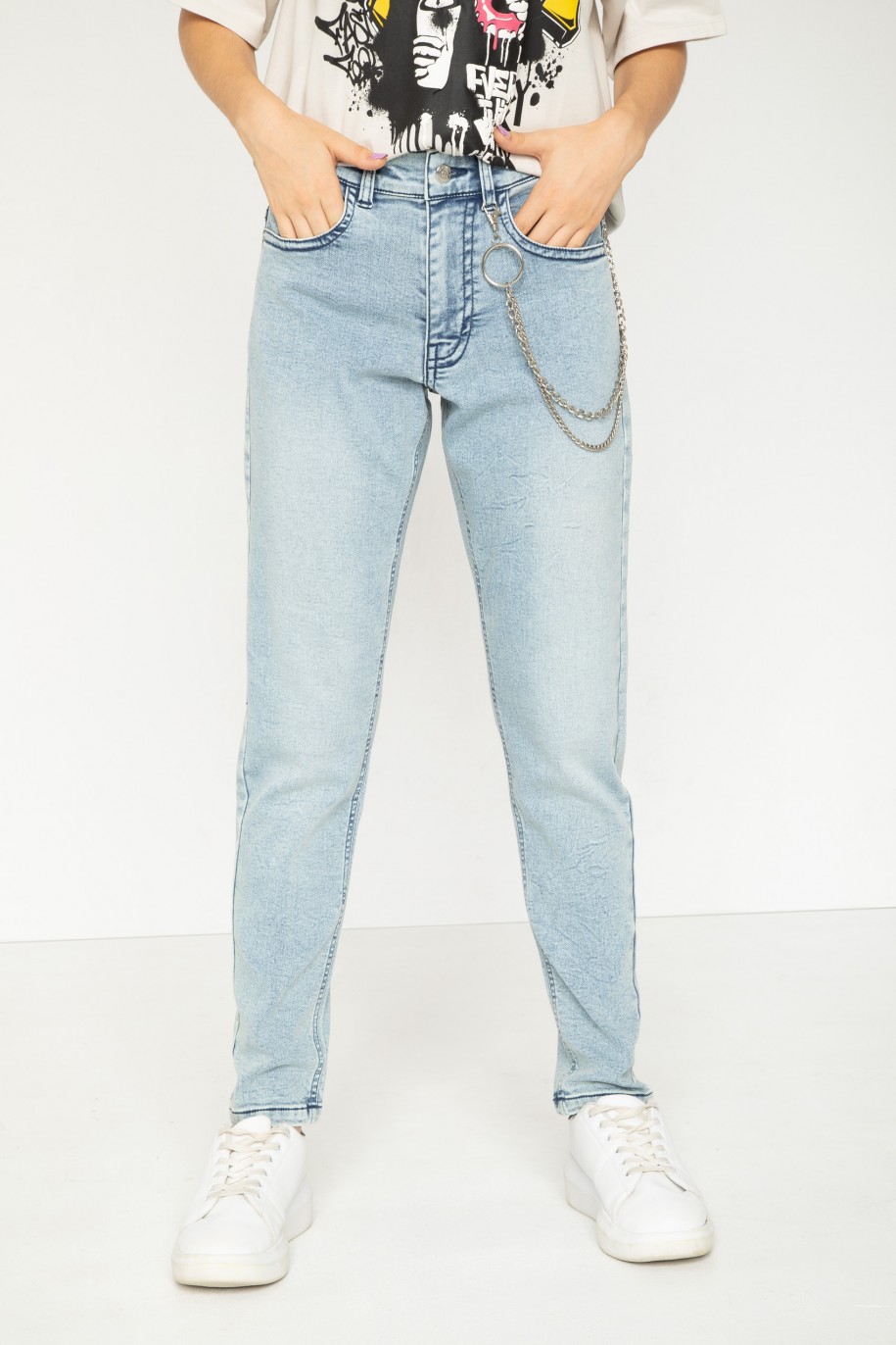 Niebieskie jeansowe spodnie typu BAGGY - 43801