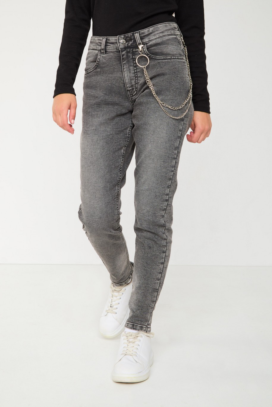 Szare jeansowe spodnie typu BAGGY - 43844
