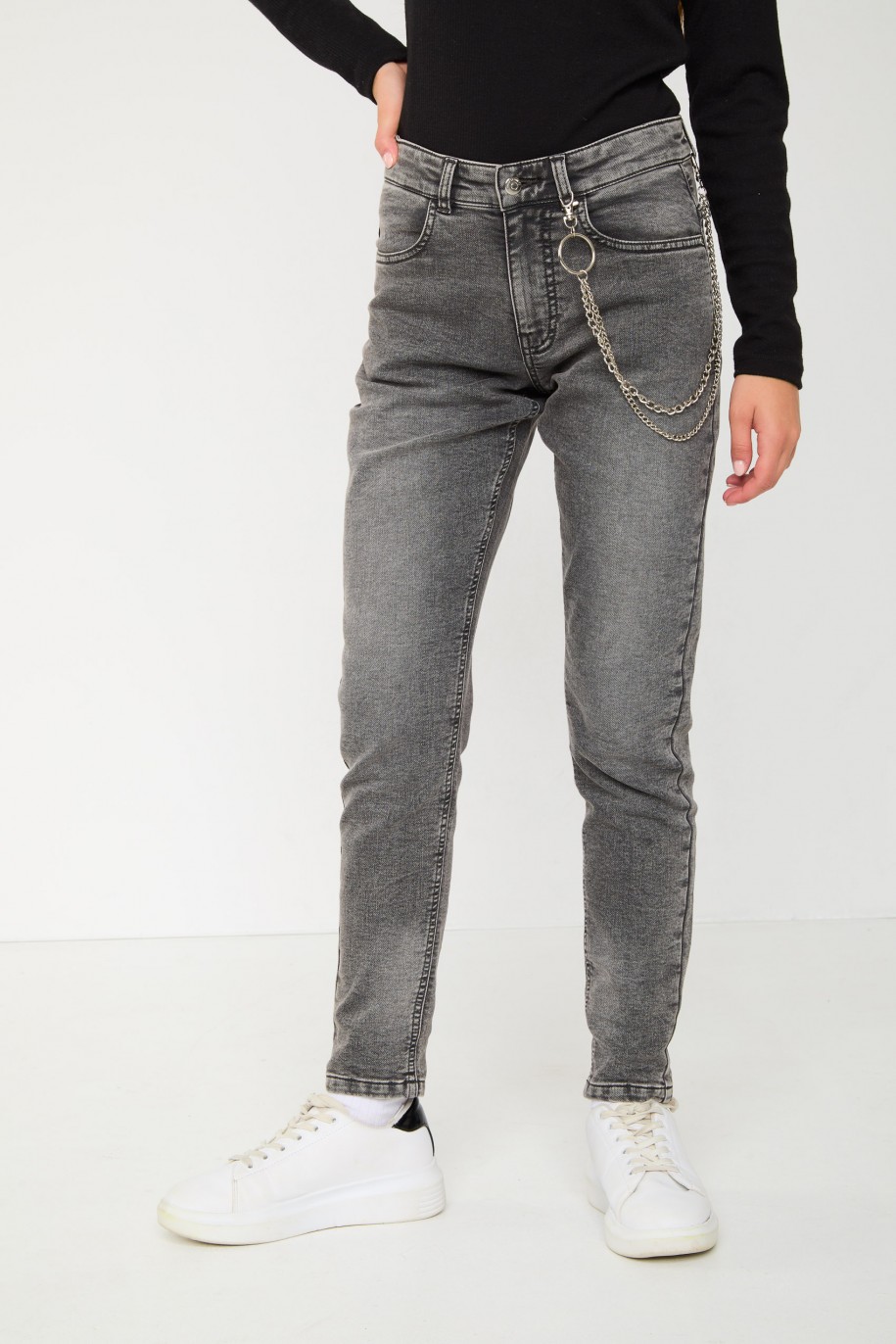 Szare jeansowe spodnie typu BAGGY - 43846