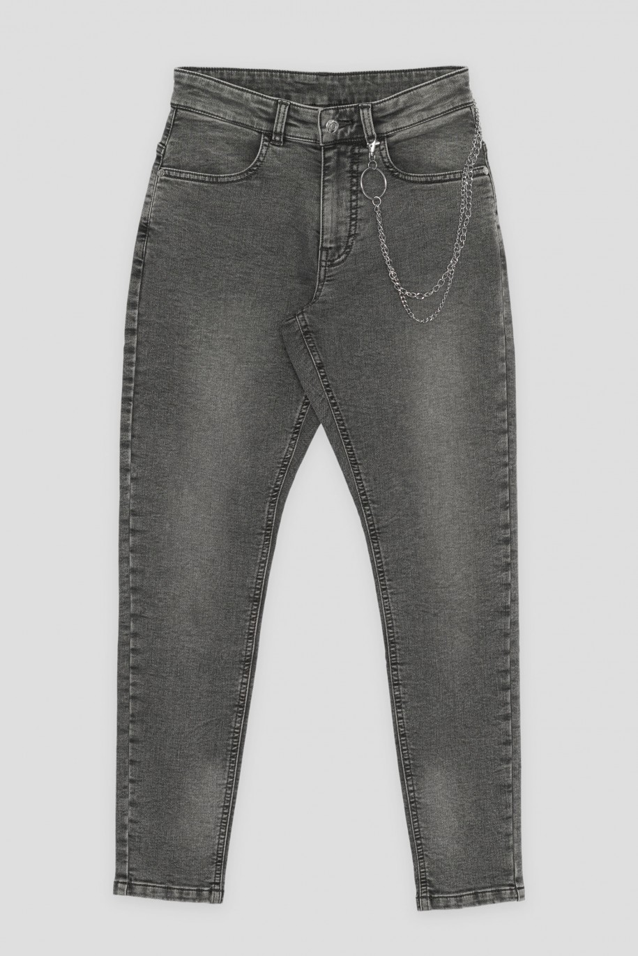 Szare jeansowe spodnie typu BAGGY - 43847