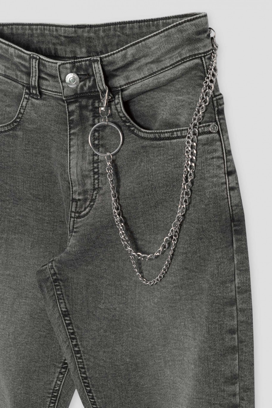 Szare jeansowe spodnie typu BAGGY - 43848