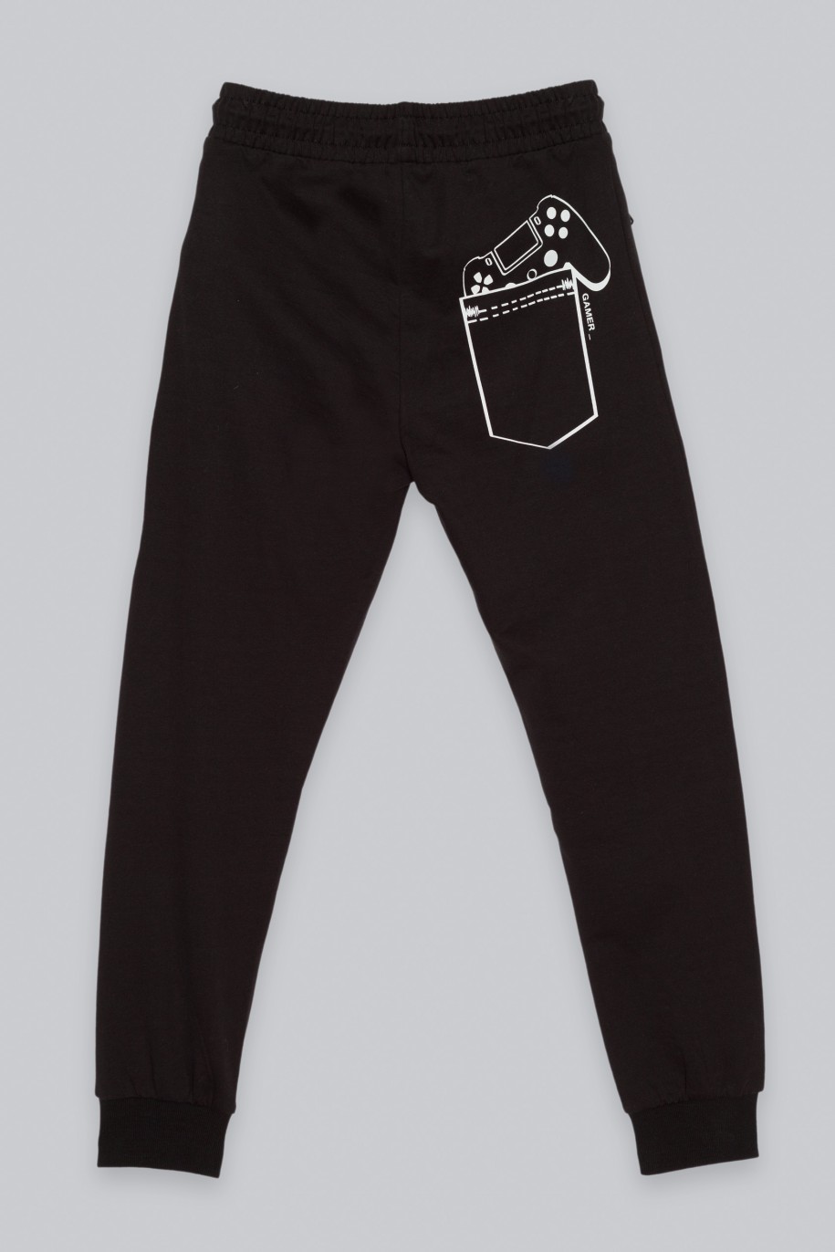 Czarne spodnie dresowe z nadrukiem z tyłu - 43882