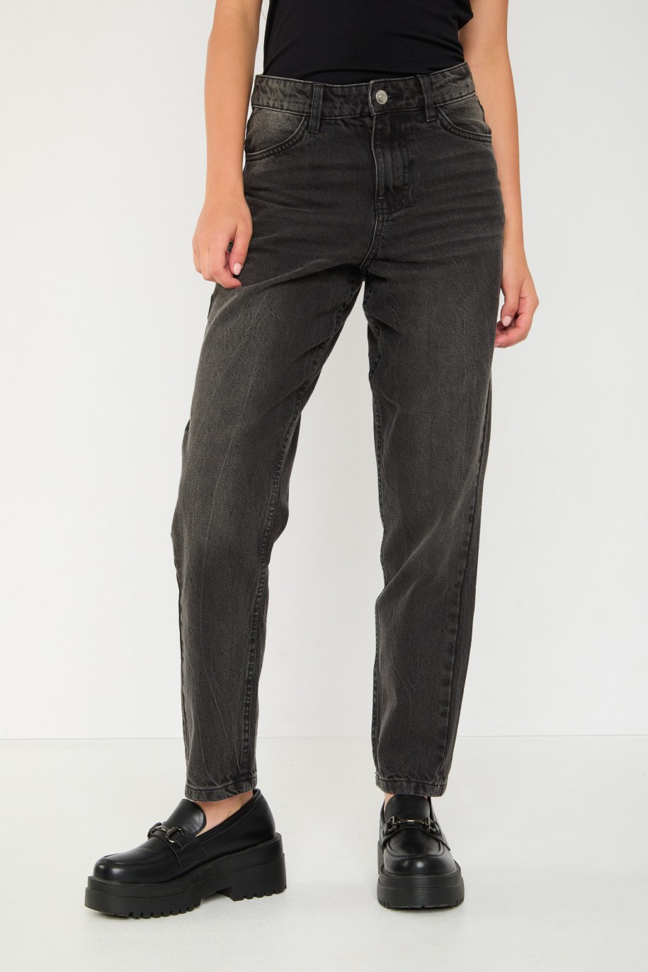 Szare jeansy typu MOM FIT - 43965