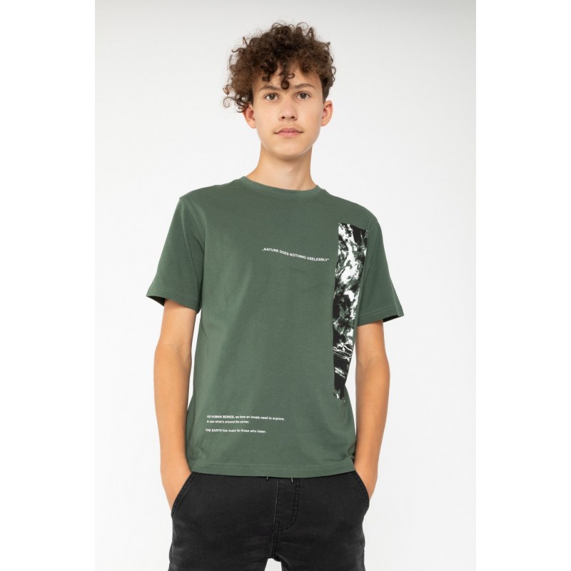 Zielony T-shirt z nadrukami - 43994