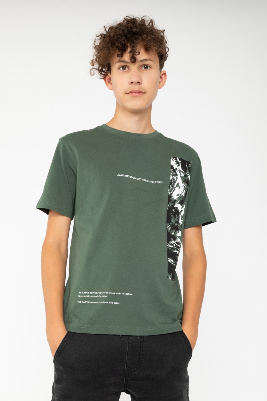 Zielony T-shirt z nadrukami - 43994
