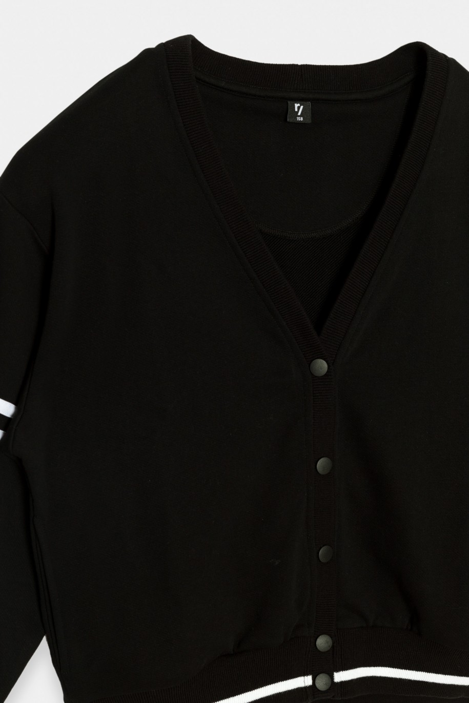 Czarna bluza dresowa o kroju bomberki - 44058