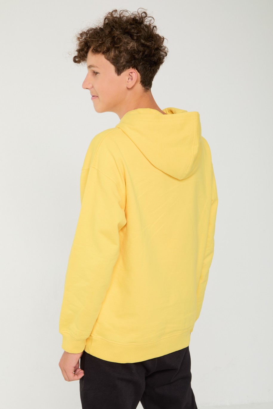 Żółta bluza dresowa z kapturem i napisem - 44128