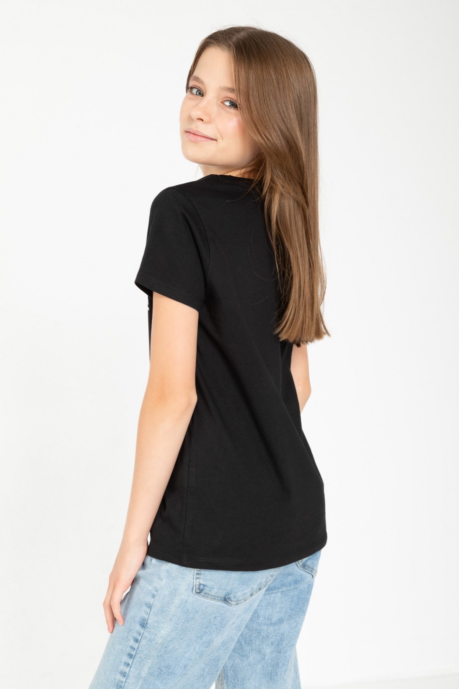 Czarny T-shirt z nadrukiem - 44210