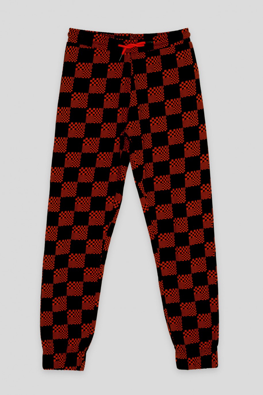 Czarno-czerwona piżama koszulka i spodnie - 44263