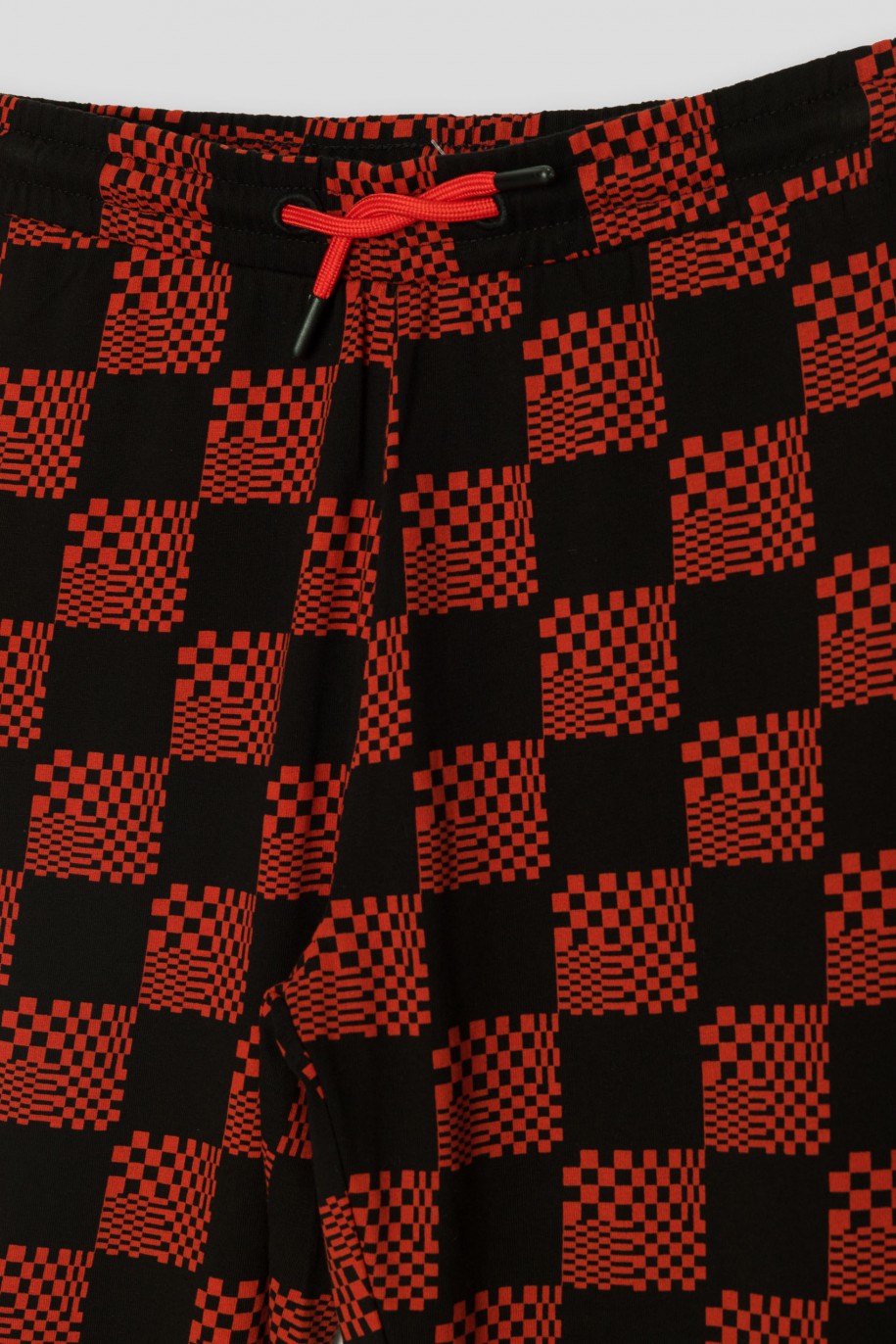 Czarno-czerwona piżama koszulka i spodnie - 44265