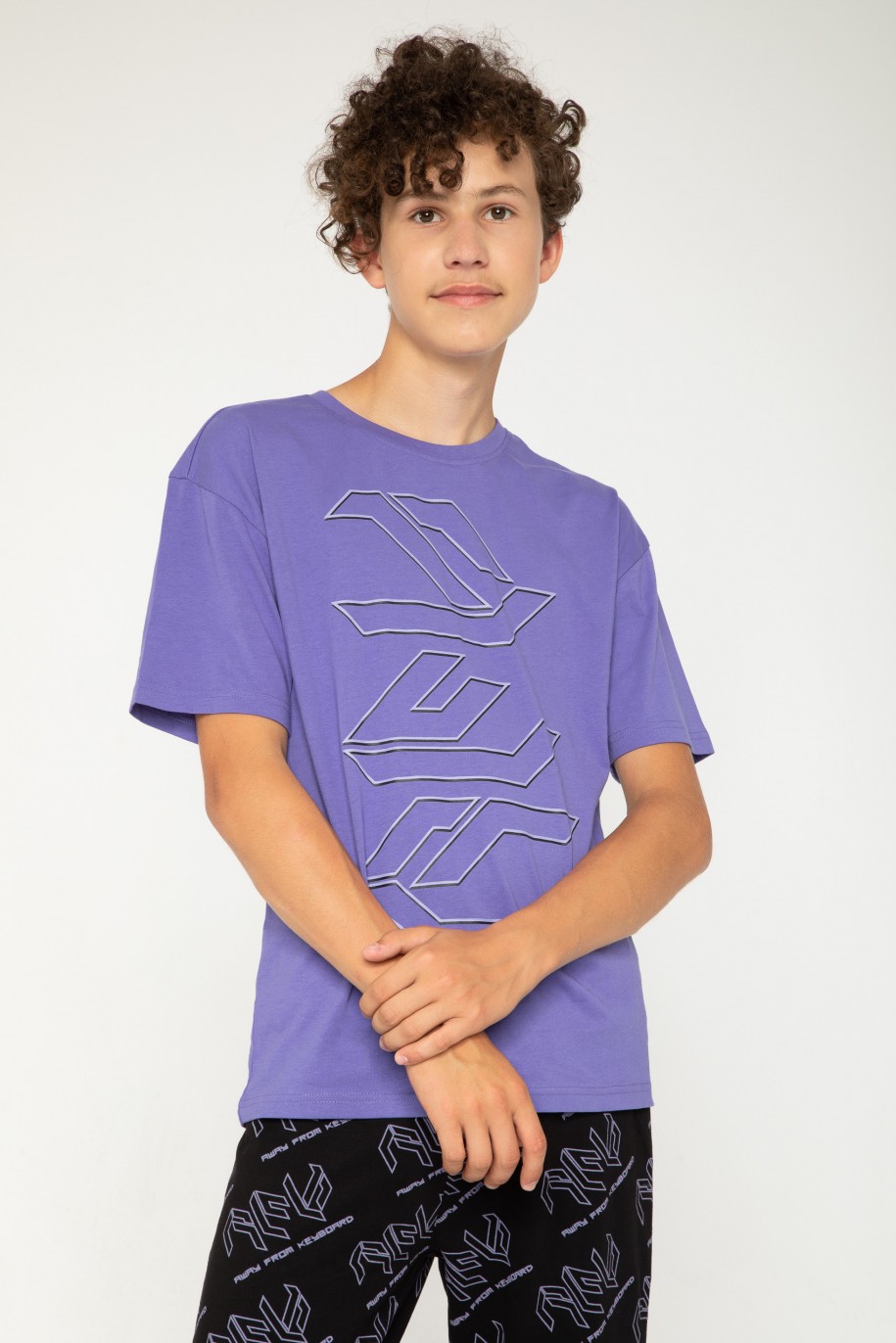 Czarno-fioletowa piżama t-shirt i spodnie - 44266