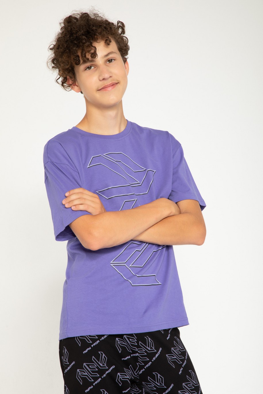 Czarno-fioletowa piżama t-shirt i spodnie - 44268