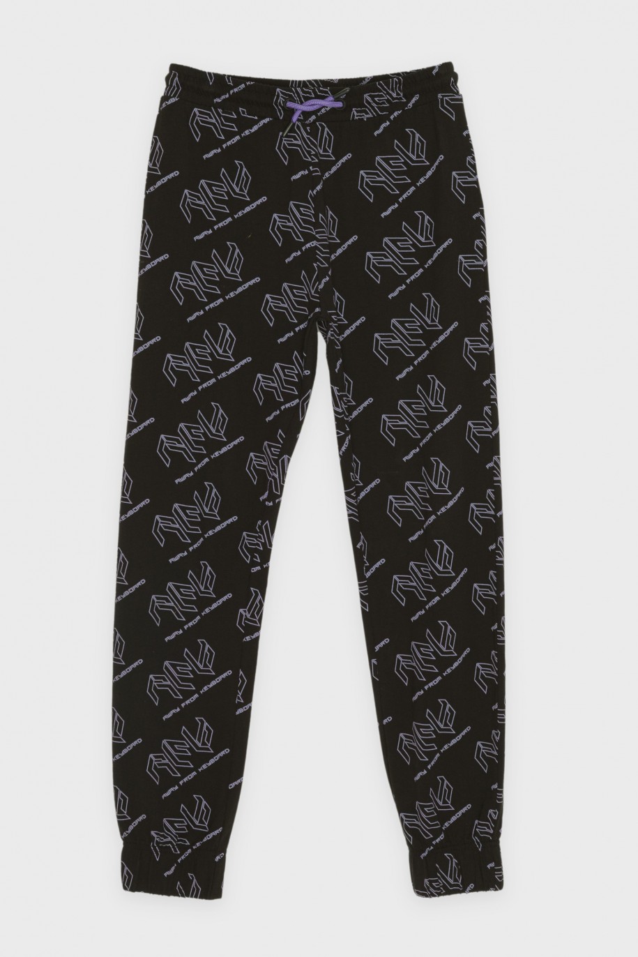 Czarno-fioletowa piżama t-shirt i spodnie - 44272