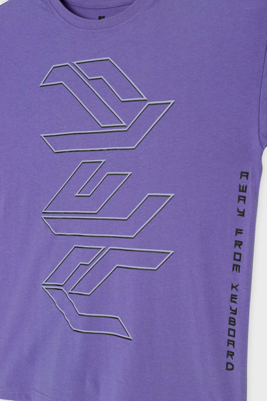Czarno-fioletowa piżama t-shirt i spodnie - 44273