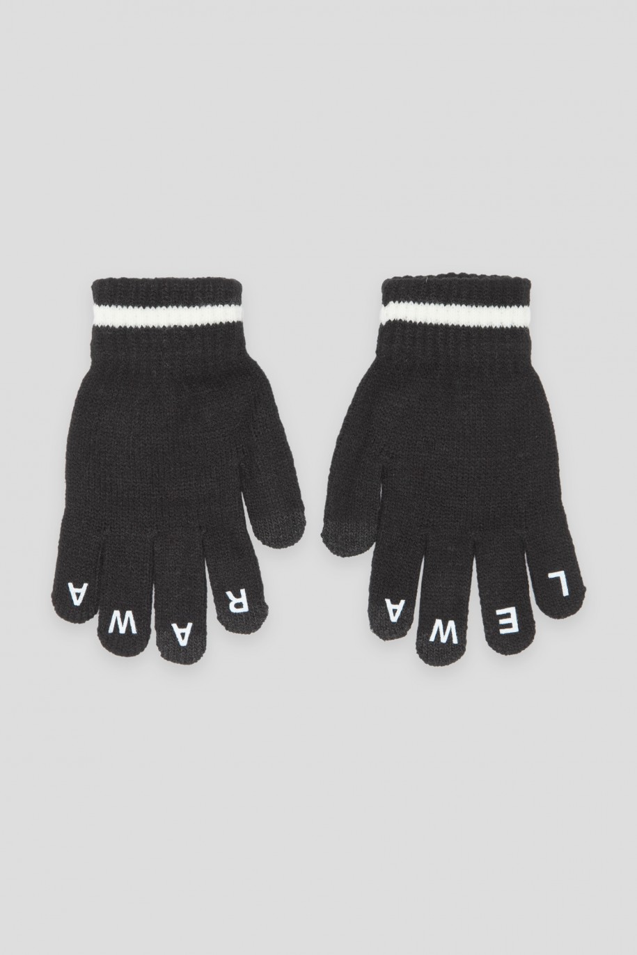 Czarne rękawiczki z napisem LEWA PRAWA - 44299