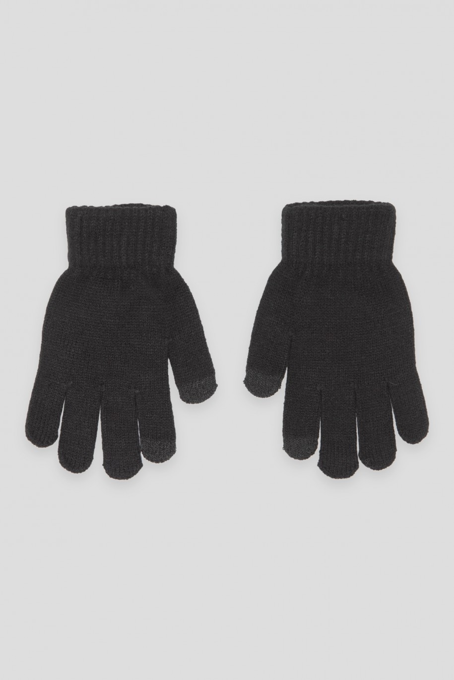 Czarne rękawiczki z nadrukiem kości - 44303