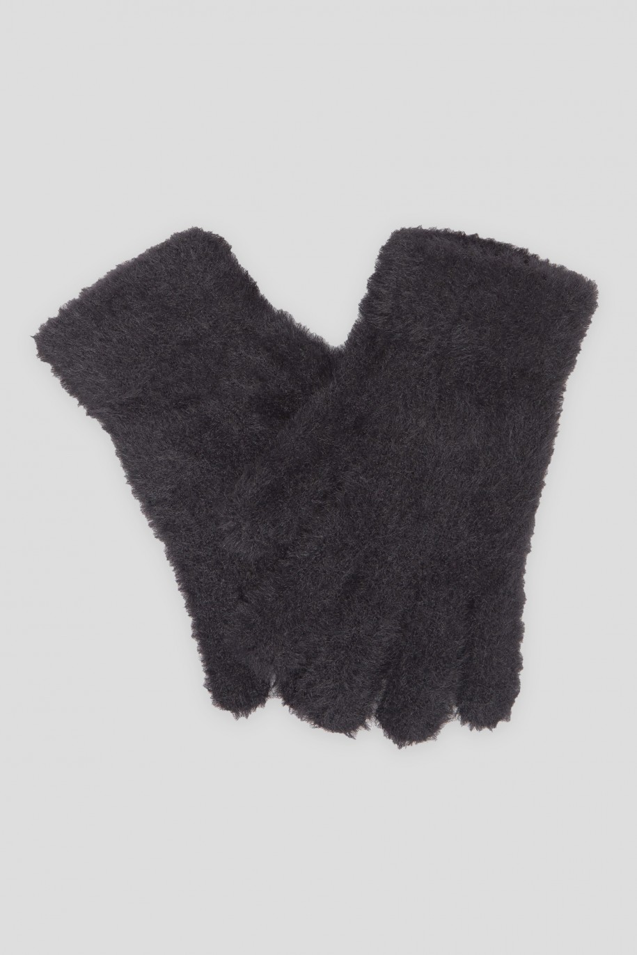 Czarne futerkowe rękawiczki - 44307