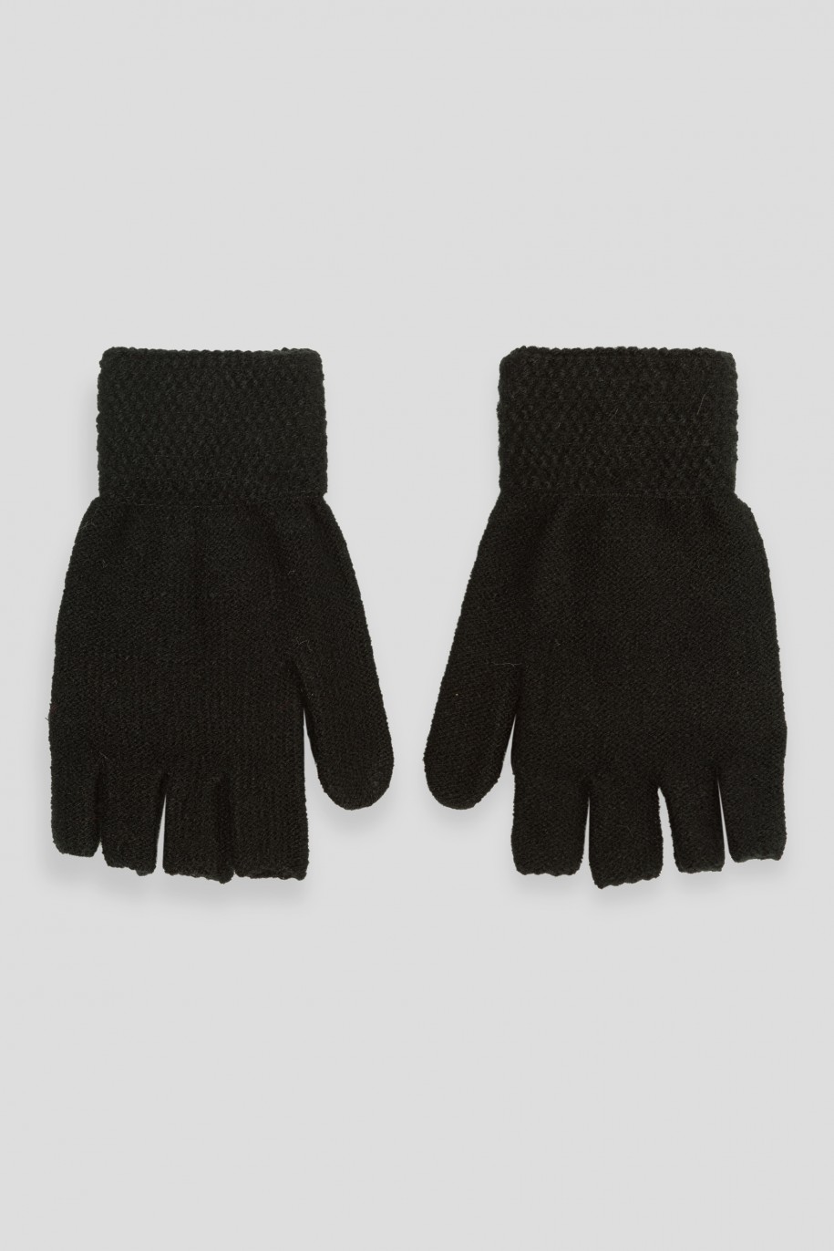 Czarne rękawiczki z nakładką na palce - 44389