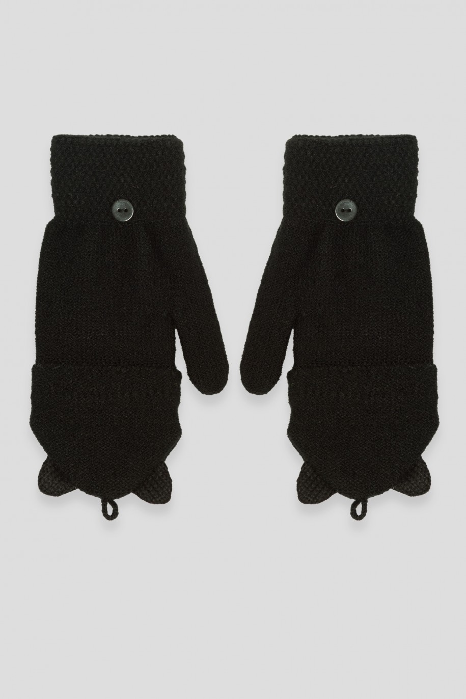 Czarne rękawiczki z nakładką na palce - 44390