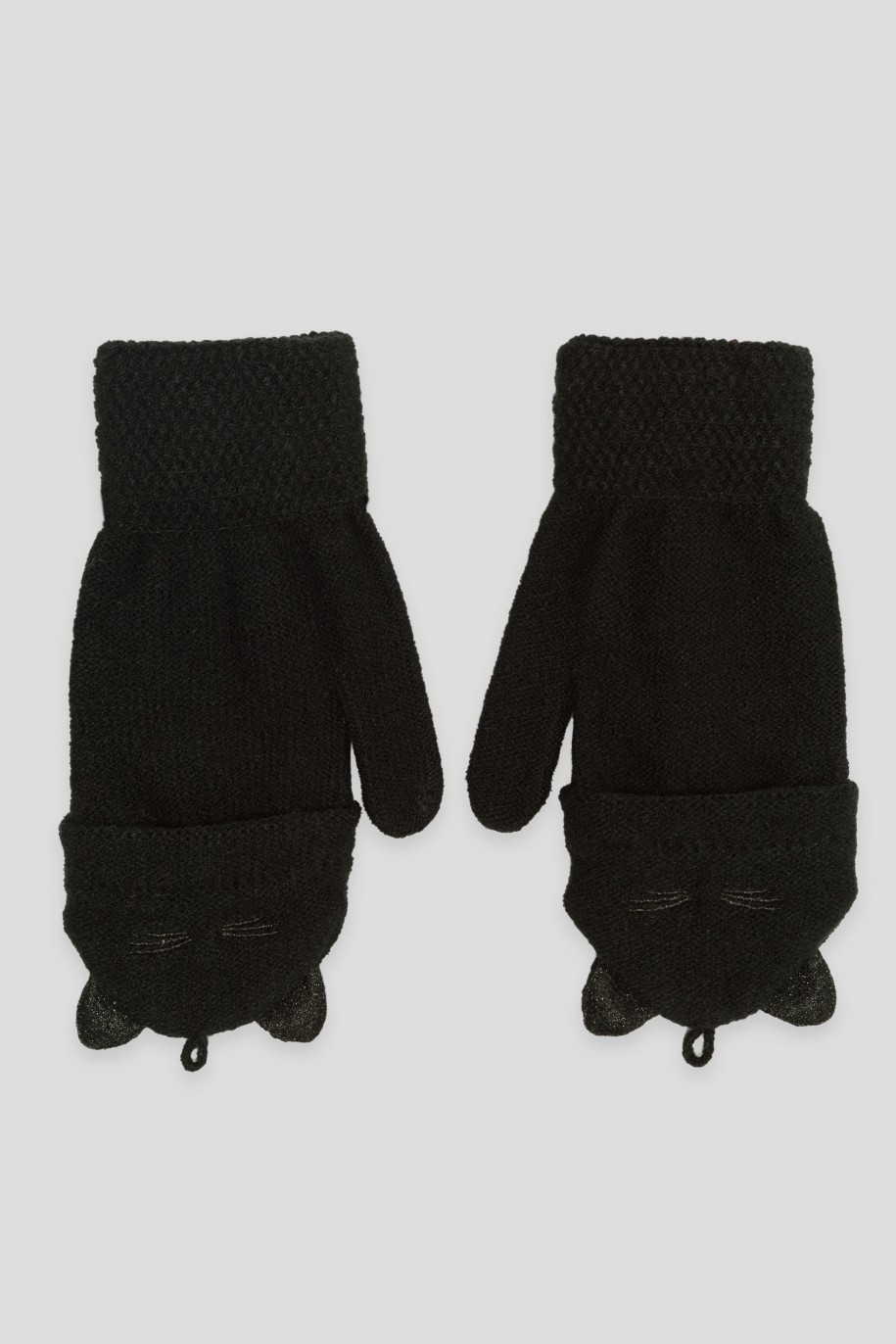 Czarne rękawiczki z nakładką na palce - 44391