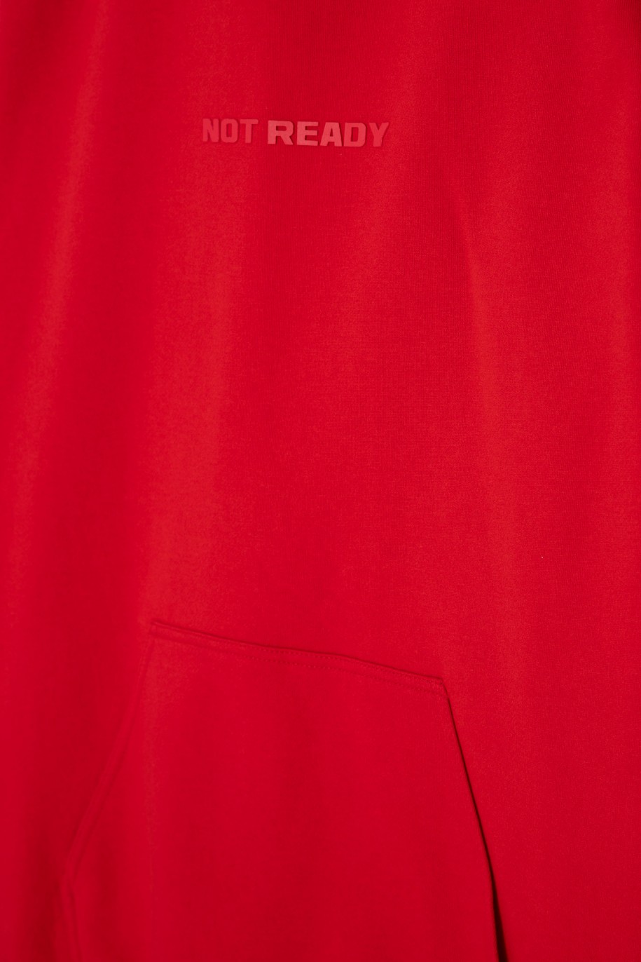 Czerwona bluza dresowa z kapturem i nadrukiem - 44447