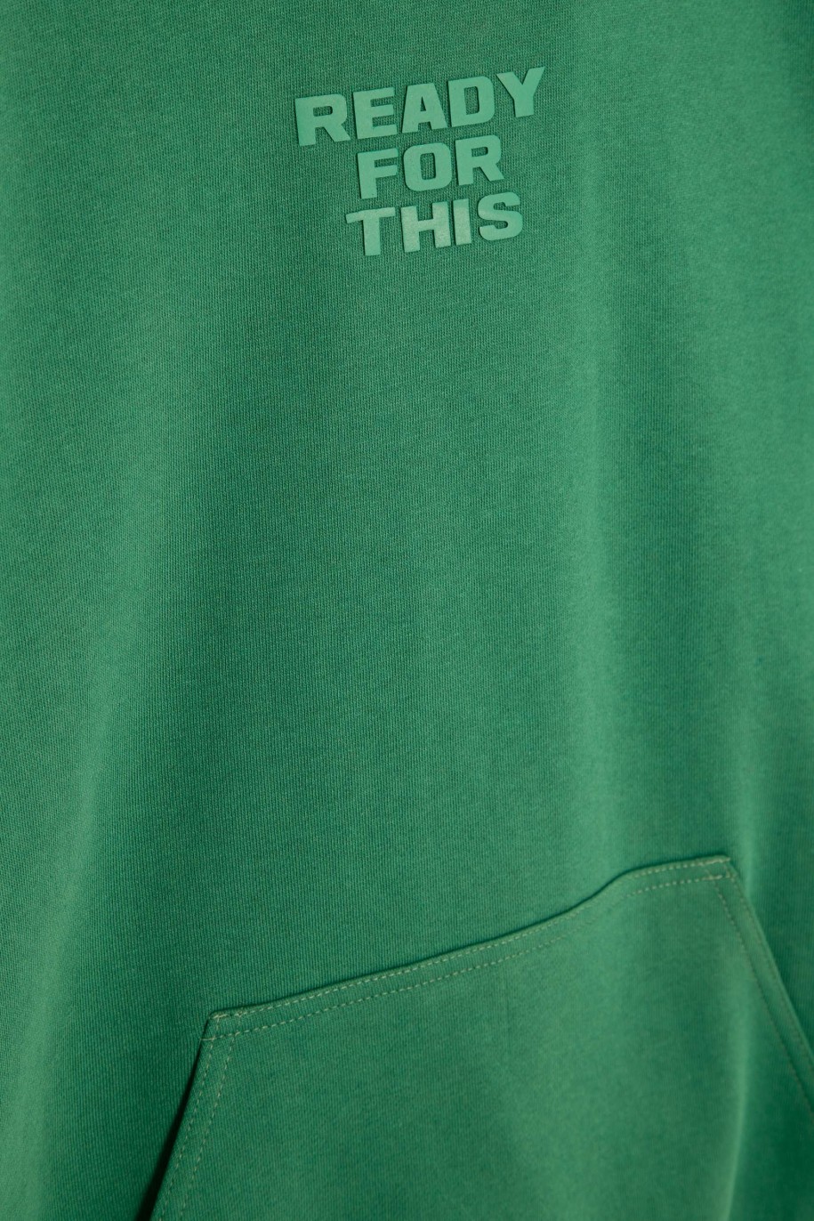Zielona bluza dresowa z kapturem i nadrukiem - 44449