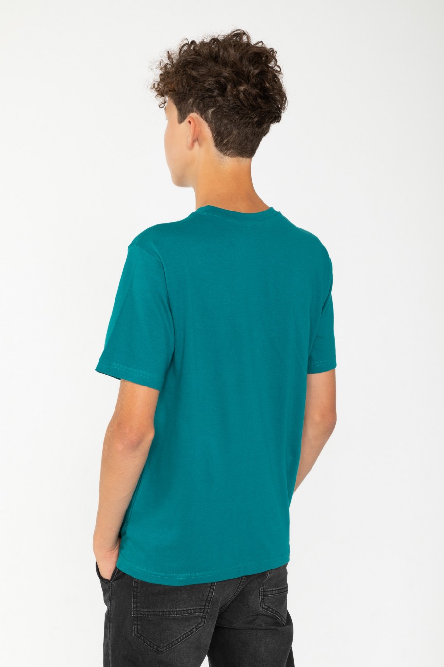 T-shirt w kolorze morskim z nadrukiem - 44533