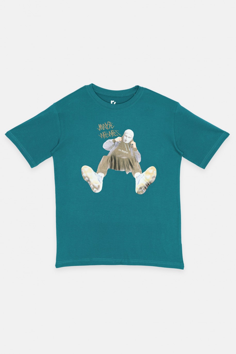 T-shirt w kolorze morskim z nadrukiem - 44536