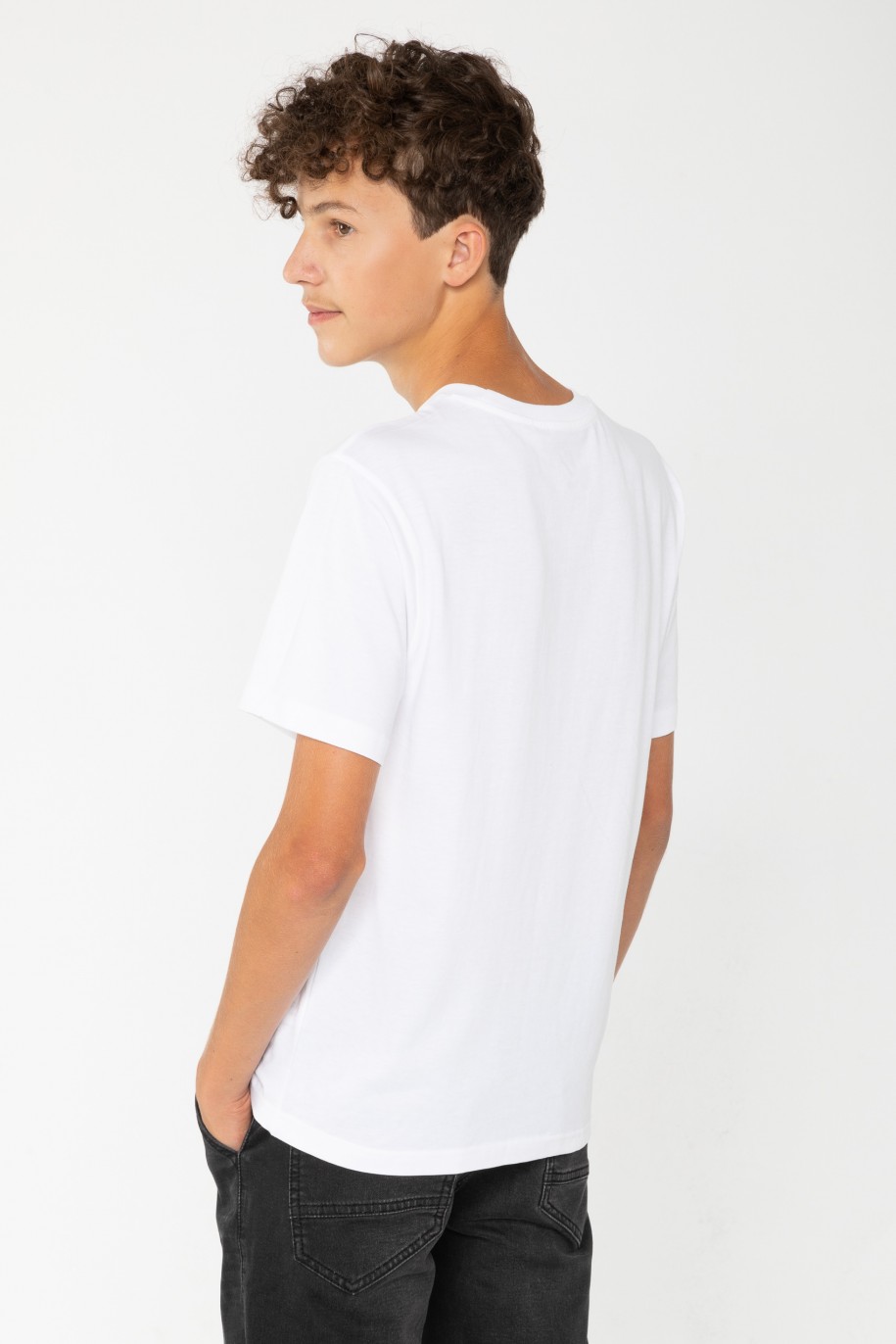 Biały T-shirt z nadrukiem - 44545