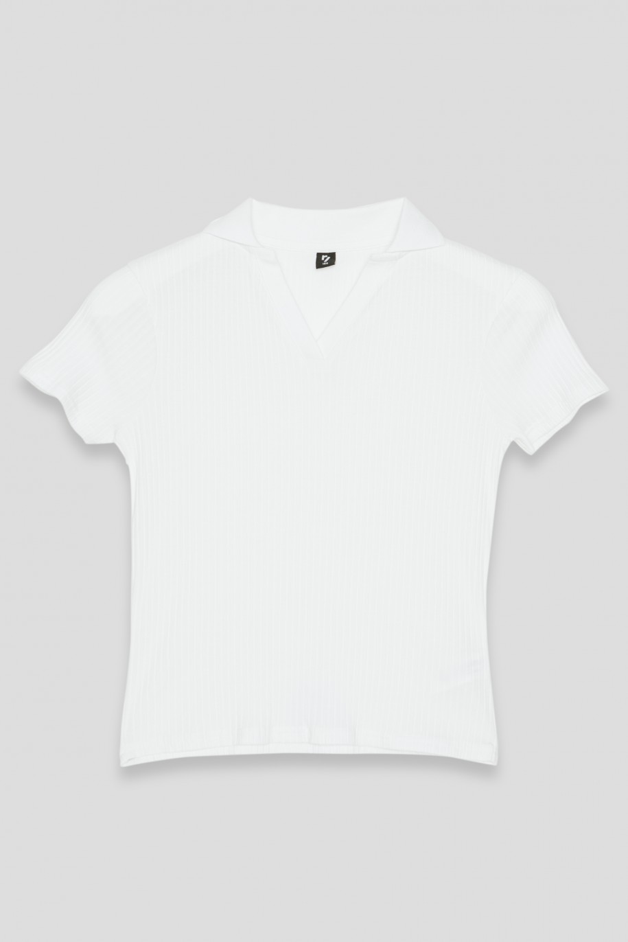 Biała bluzka z kołnierzykiem - 44596