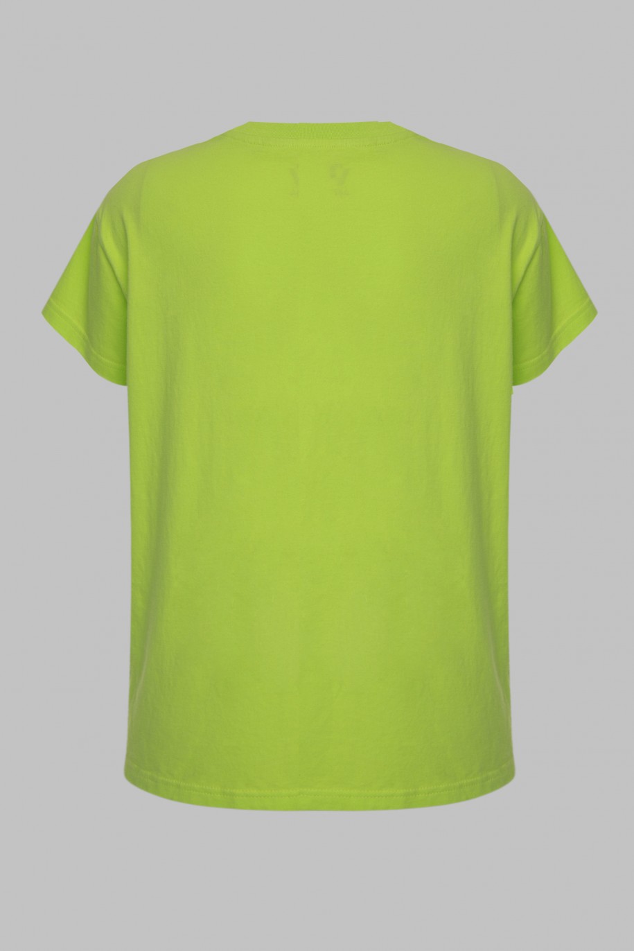 Limonkowy T-shirt z błyszczącym nadrukiem - 44796