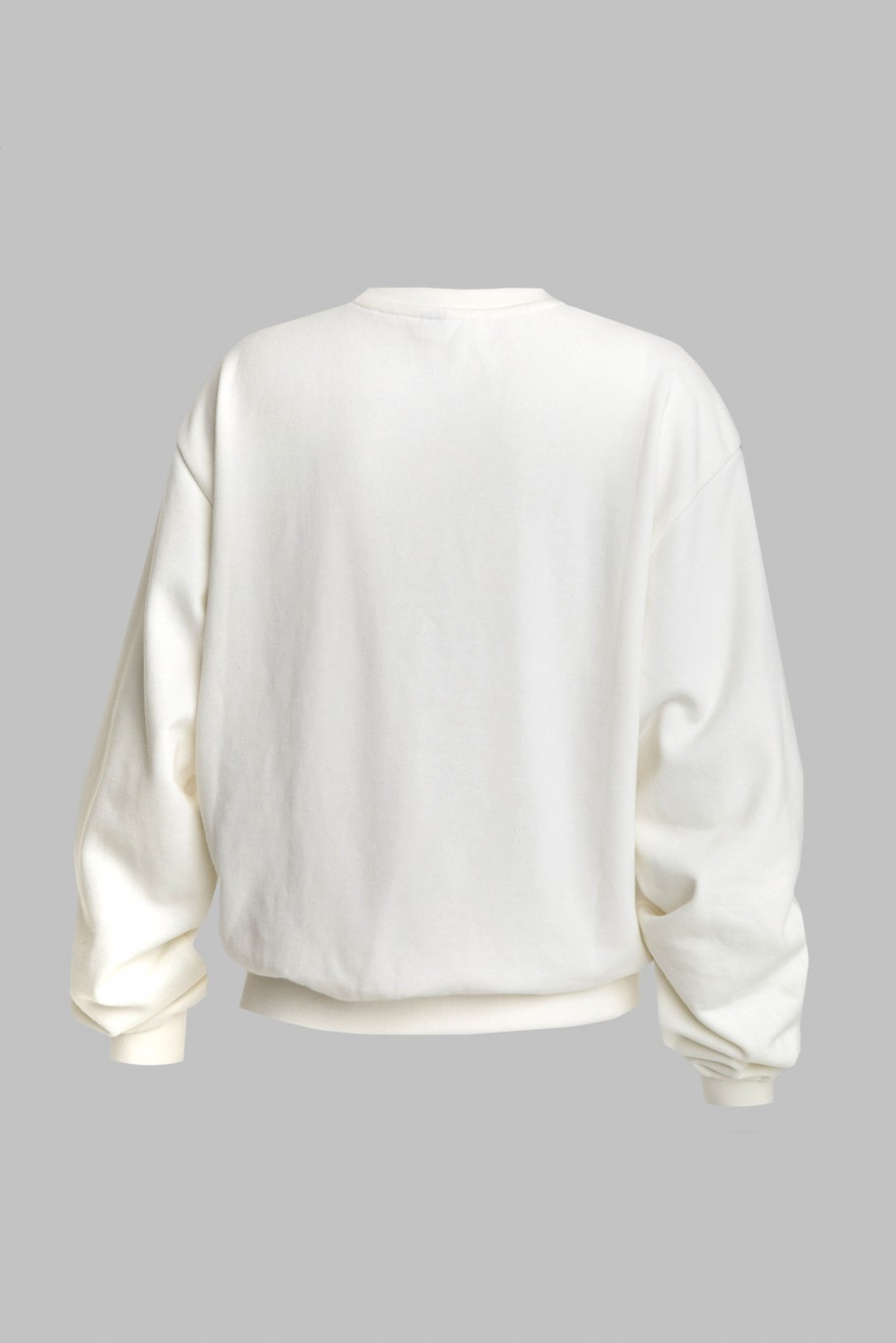 Kremowa bluza dresowa z błyszczącym nadrukiem - 44801