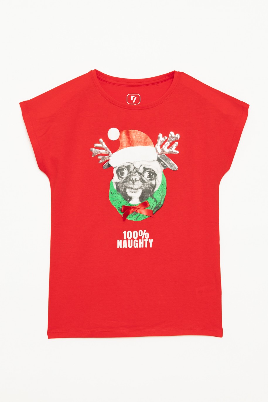 Świąteczny T-shirt dla dziewczyny 100% NAUGHTY - 44850