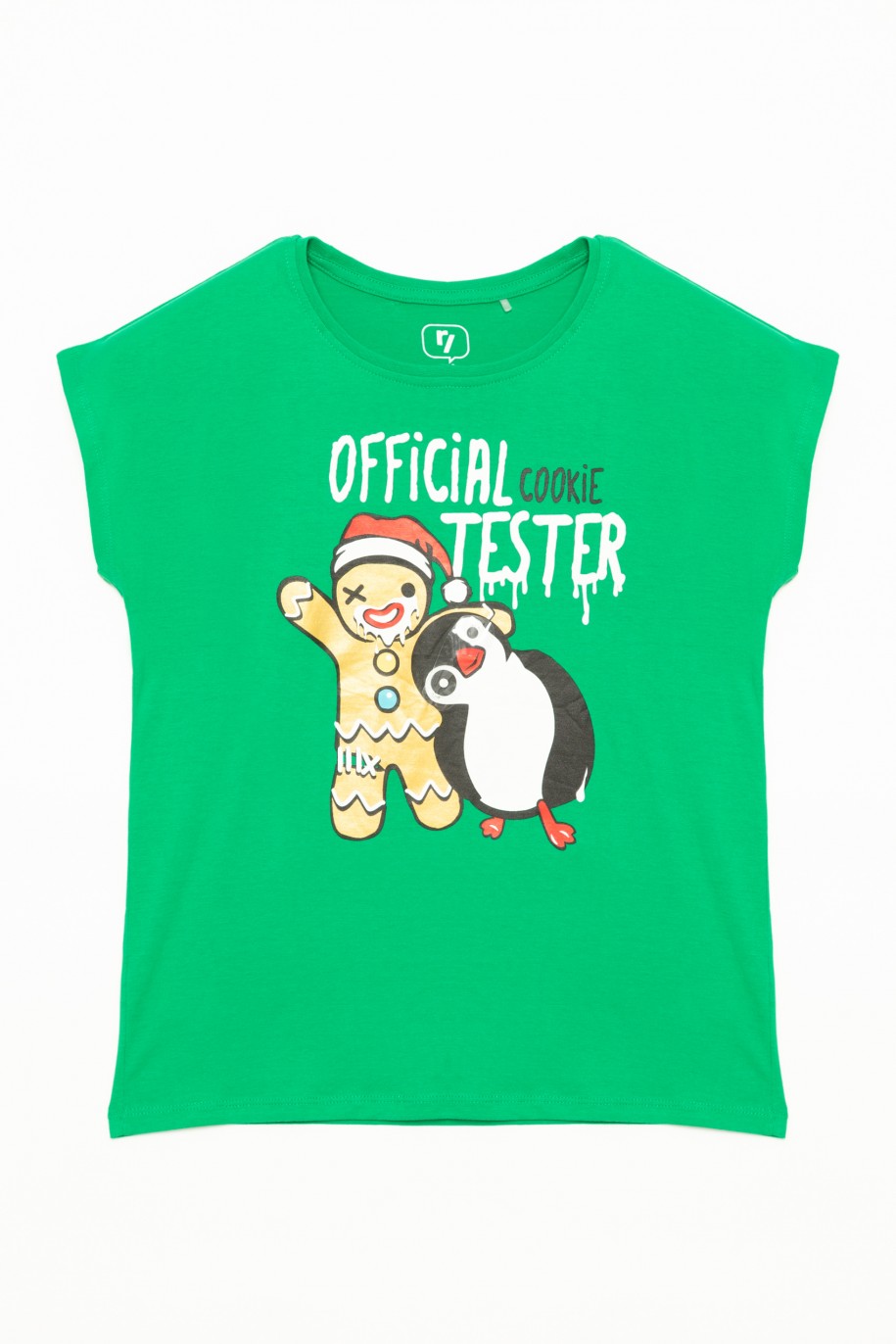 Zielony świąteczny T-shirt dla dziewczyny OFFICIAL COOKIE TESTER - 44855