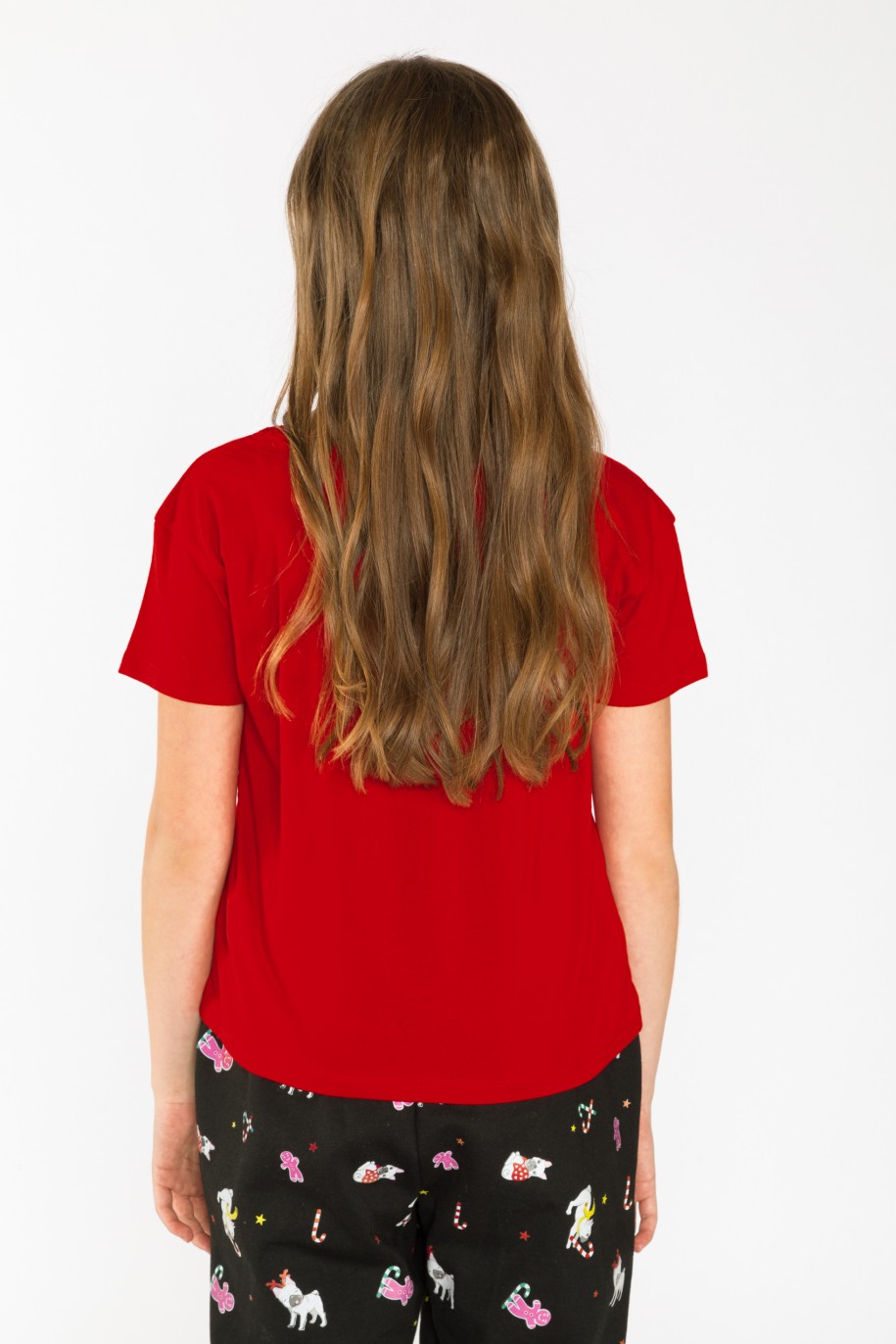 Czerwony t-shirt dla dziewczyny SANTA'S HELPER - 44870