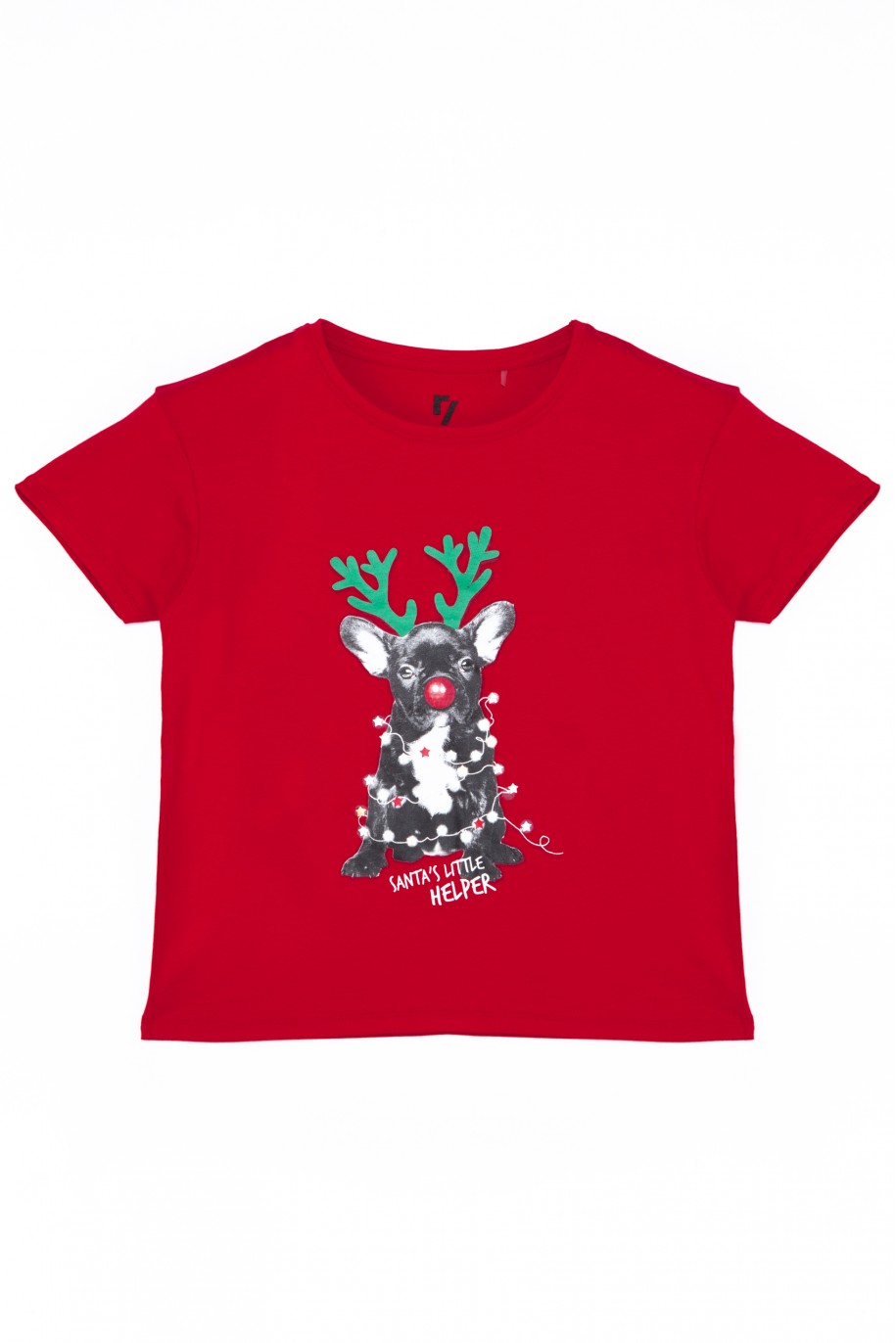 Czerwony t-shirt dla dziewczyny SANTA'S HELPER - 44873