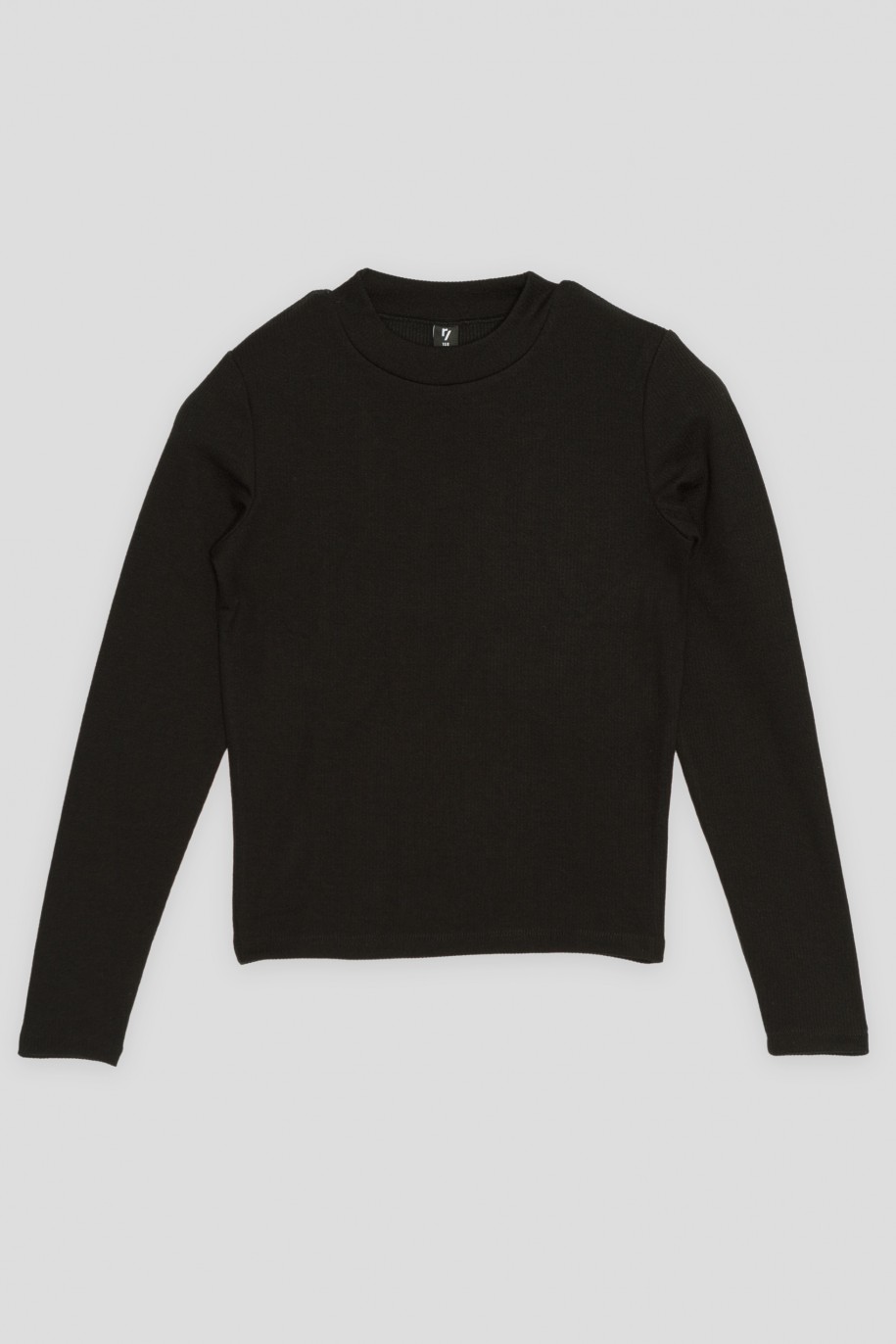 Czarny prążkowany sweter - 44968