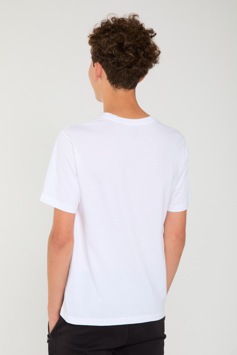 Biały świąteczny T-shirt z nadrukiem z przodu - 45054