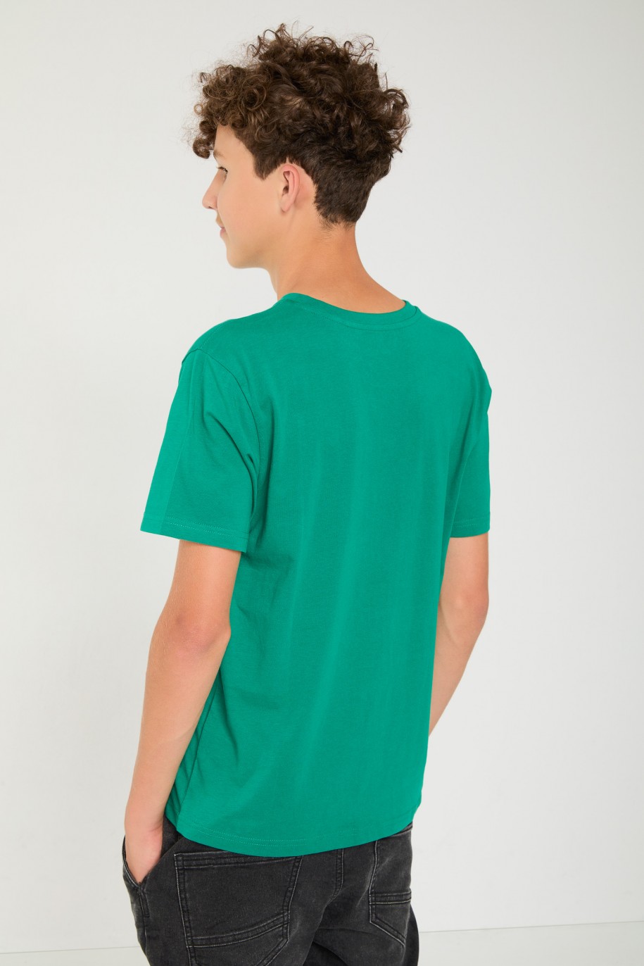 Zielony T-shirt ze świątecznym nadrukiem - 45058